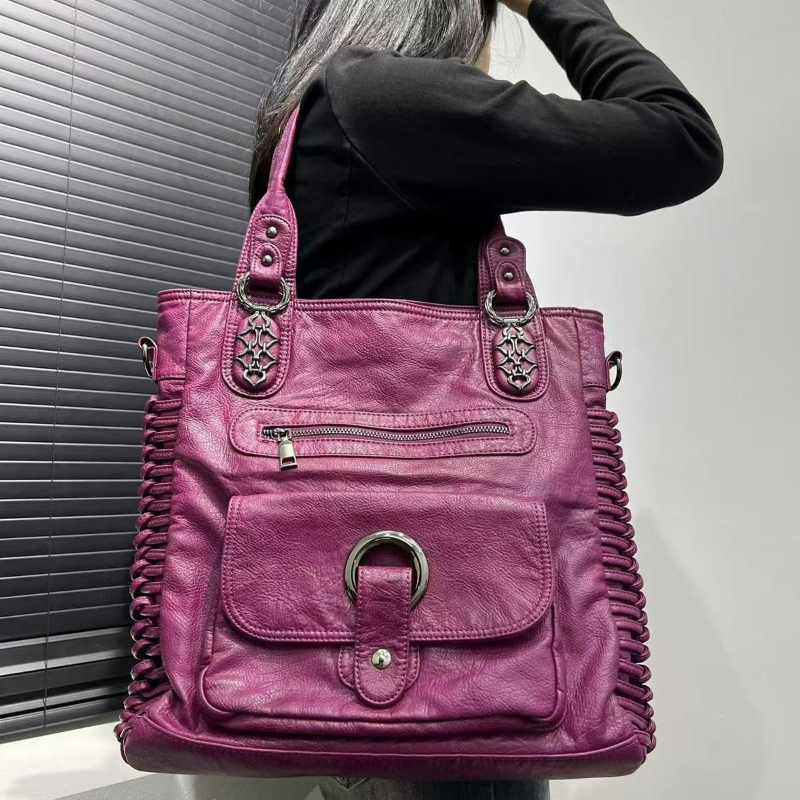 Luxury Bags Tote - 高級感があり、おしゃれな大容量の女の子用バイクバッグ。新しいヴィンテージデザインで、普段使いにも最適な多機能トートバッグ。