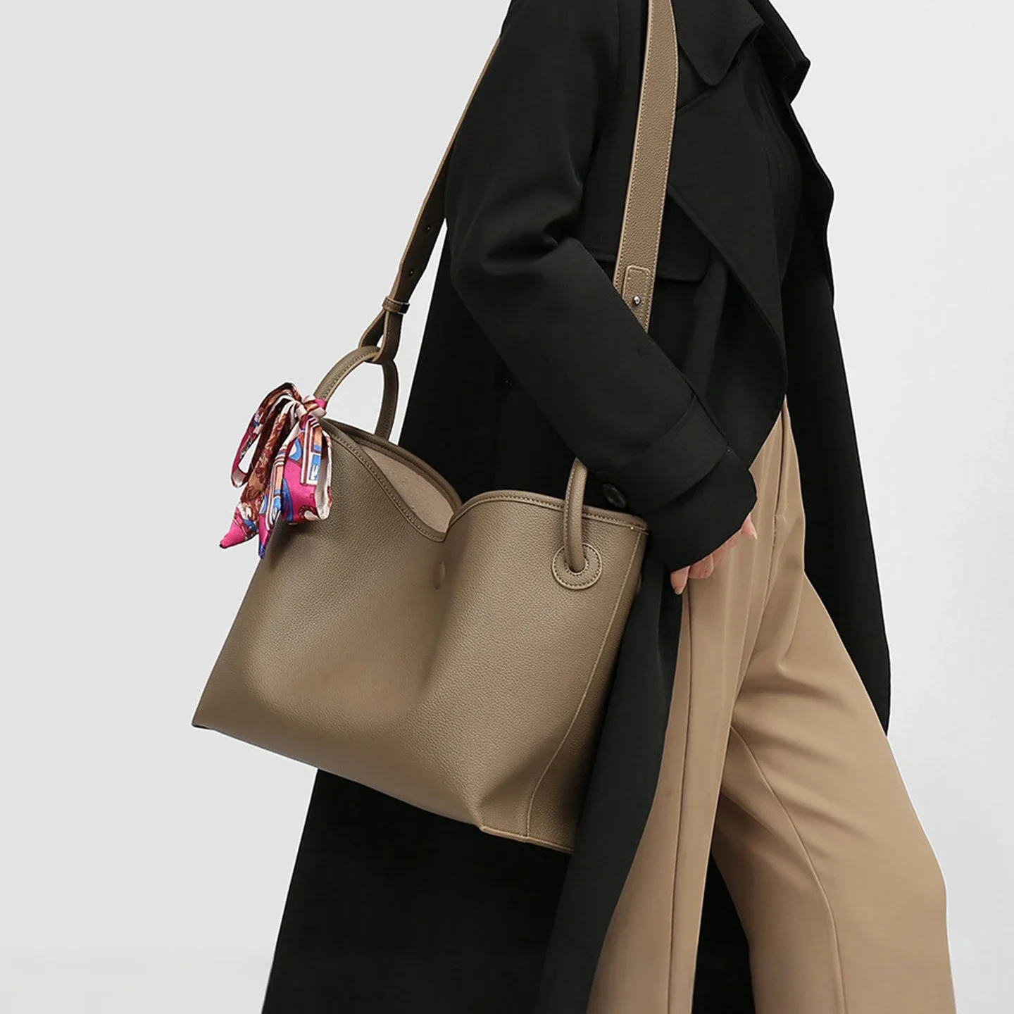 Luxury Bags Tote - ライトラグジュアリー ハイエンド レディース トートバッグ PUレザー ソリッドカラー